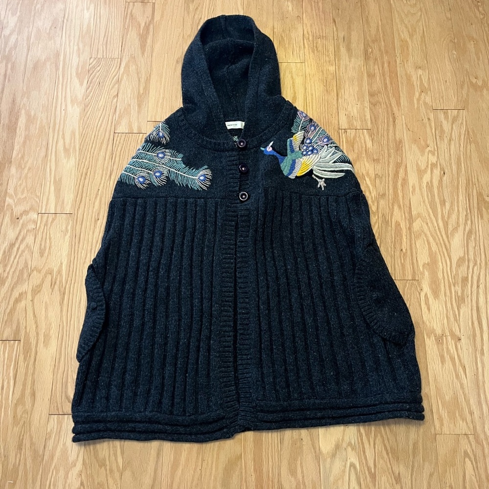 Sleeping in snow by Anthropologie cape